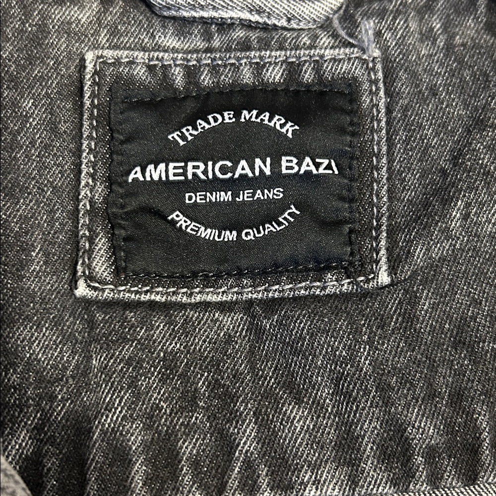 American Bazi Black Distressed Denim Jacket - Picture 5 of 11
